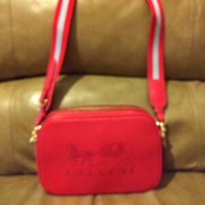 Coach Jes Red Horse & Carriage Crossbody Bag.